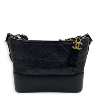 Gabrielle Shoulder Bag Black in Calfskin, Mixed hardware