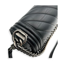 Boy Shoulder Bag Black in Calfskin, Ruthenium hardware