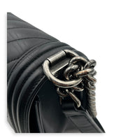 Boy Shoulder Bag Black in Calfskin, Ruthenium hardware