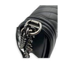 Boy Shoulder Bag Black in Calfskin, Ruthenium hardware