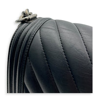 Boy Shoulder Bag Black in Calfskin, Ruthenium hardware