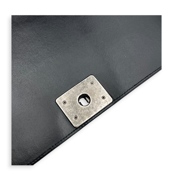 Boy Shoulder Bag Black in Calfskin, Ruthenium hardware