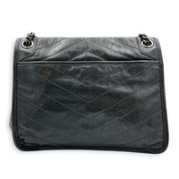 Niki Shoulder Bag Grey in Calfskin, Ruthenium hardware