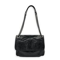 Niki Shoulder Bag Grey in Calfskin, Ruthenium hardware