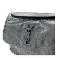 Niki Shoulder Bag Grey in Calfskin, Ruthenium hardware
