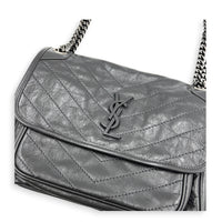 Niki Shoulder Bag Grey in Calfskin, Ruthenium hardware