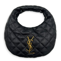 Icarino Top Handle Bag Black in Lambskin, Gold hardware