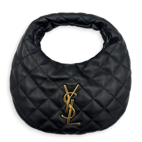 Icarino Top Handle Bag Black in Lambskin, Gold hardware