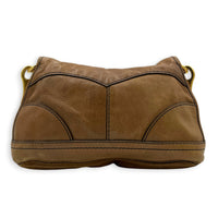 Pushlock Brown Shoulder Bag in Calfskin, Gold hardware