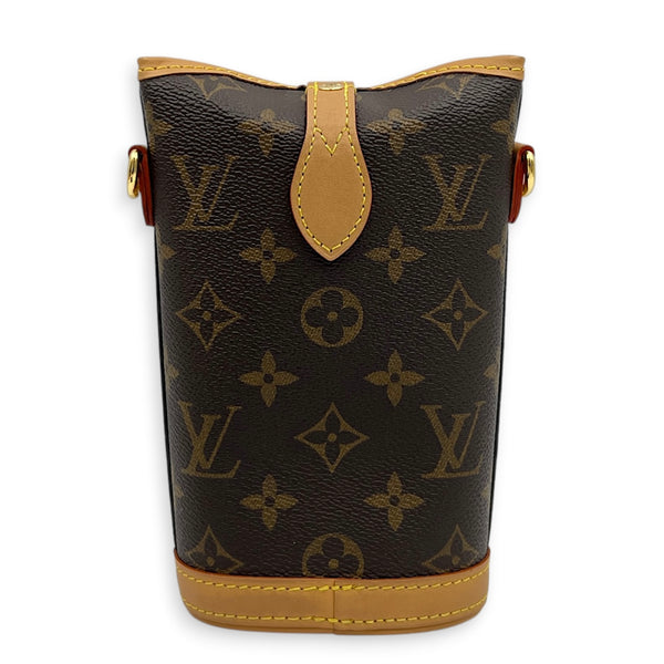 Fold Me  Crossbody Bag Brown in Monogram Coated Canvas, Gold hardware