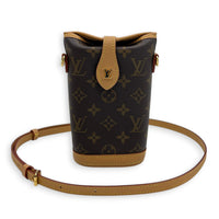 Fold Me  Crossbody Bag Brown in Monogram Coated Canvas, Gold hardware