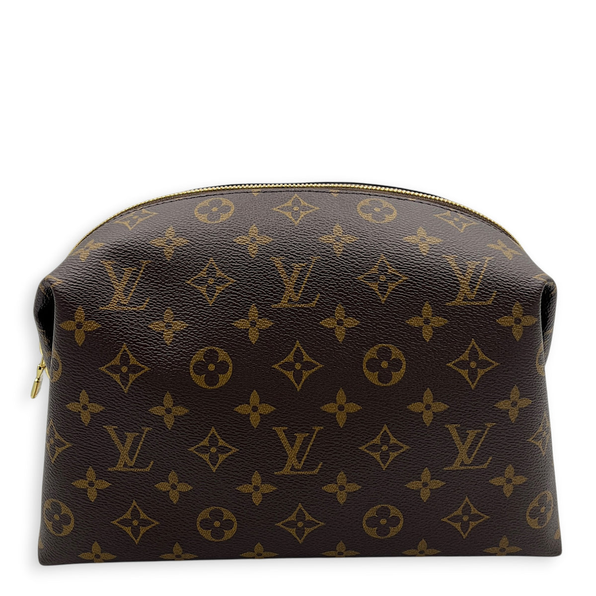 Travel  Pouch Brown in Monogram Coated Canvas, Gold hardware