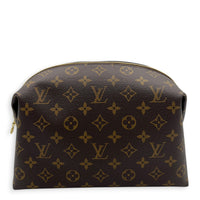 Travel  Pouch Brown in Monogram Coated Canvas, Gold hardware