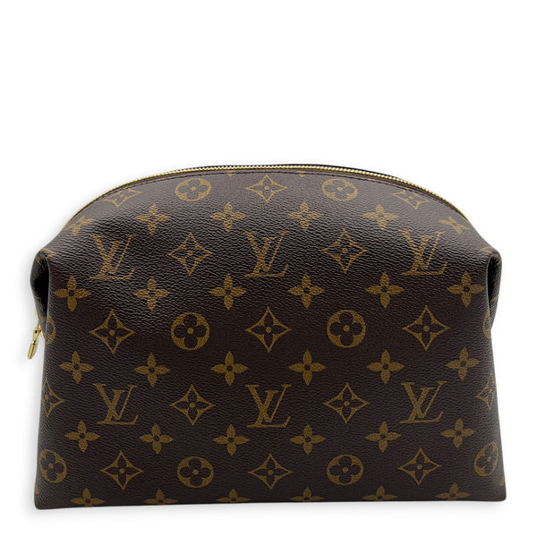 Travel  Pouch Brown in Monogram Coated Canvas, Gold hardware