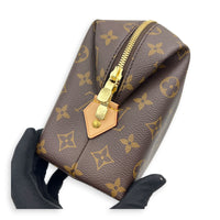 Travel  Pouch Brown in Monogram Coated Canvas, Gold hardware