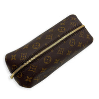 Travel  Pouch Brown in Monogram Coated Canvas, Gold hardware