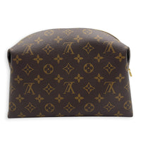 Travel  Pouch Brown in Monogram Coated Canvas, Gold hardware
