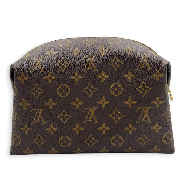 Travel  Pouch Brown in Monogram Coated Canvas, Gold hardware