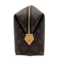 Travel  Pouch Brown in Monogram Coated Canvas, Gold hardware