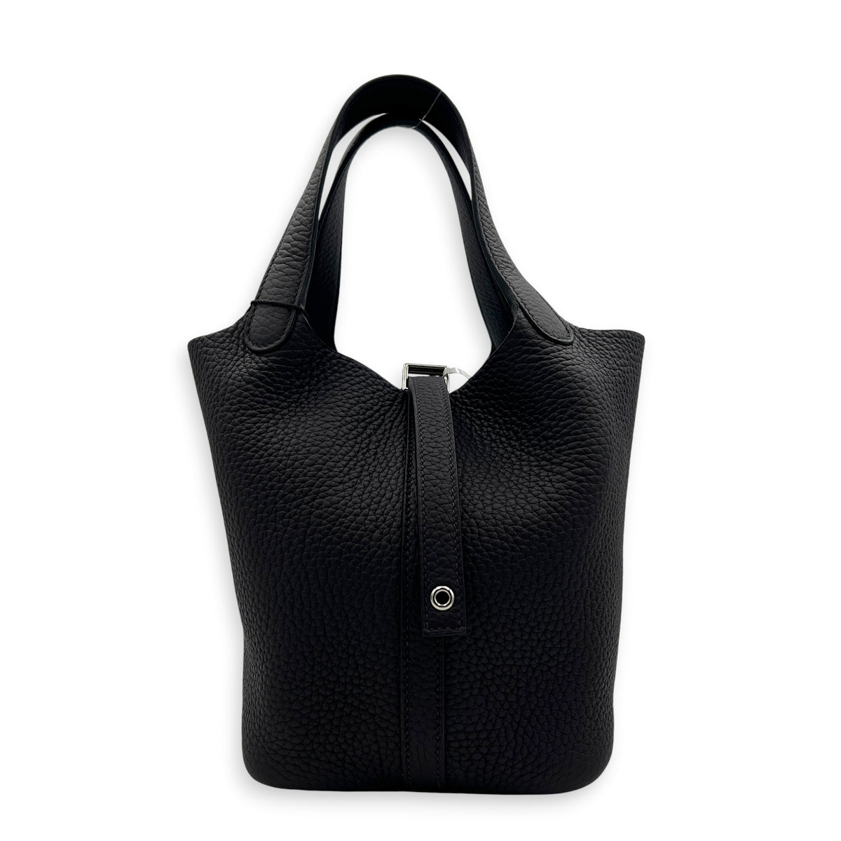 Picotin 18 Prunoir Top Handle Bag in Clemence, Palladium hardware