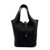 Picotin 18 Prunoir Top Handle Bag in Clemence, Palladium hardware