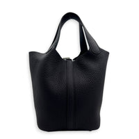 Picotin 18 Prunoir Top Handle Bag in Clemence, Palladium hardware