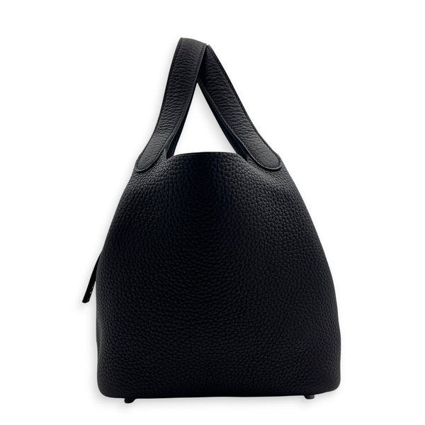 Picotin 18 Prunoir Top Handle Bag in Clemence, Palladium hardware