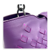 Napoli Top Handle Bag Purple in Intrecciato Leather, Silver hardware