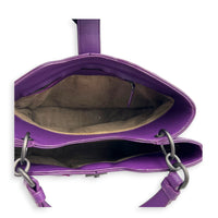 Napoli Top Handle Bag Purple in Intrecciato Leather, Silver hardware