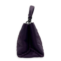 Napoli Top Handle Bag Purple in Intrecciato Leather, Silver hardware