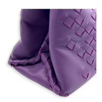 Napoli Top Handle Bag Purple in Intrecciato Leather, Silver hardware