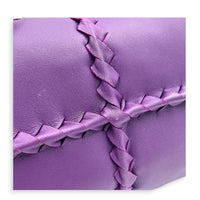 Napoli Top Handle Bag Purple in Intrecciato Leather, Silver hardware