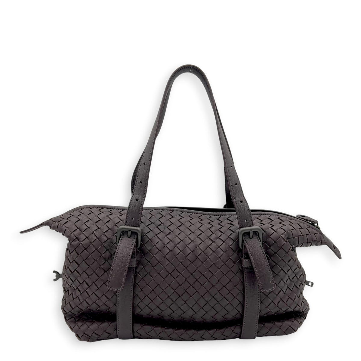 Montaigne  Top Handle Bag Mauve/Dark Mauve in Intrecciato Leather, Gunmetal hardware