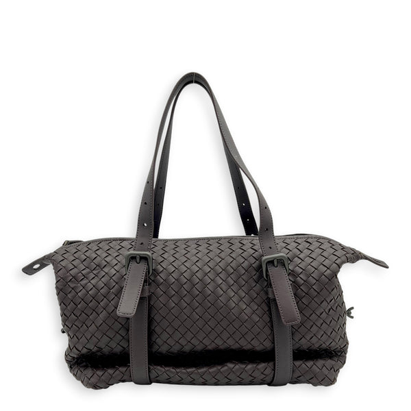 Montaigne  Top Handle Bag Mauve/Dark Mauve in Intrecciato Leather, Gunmetal hardware
