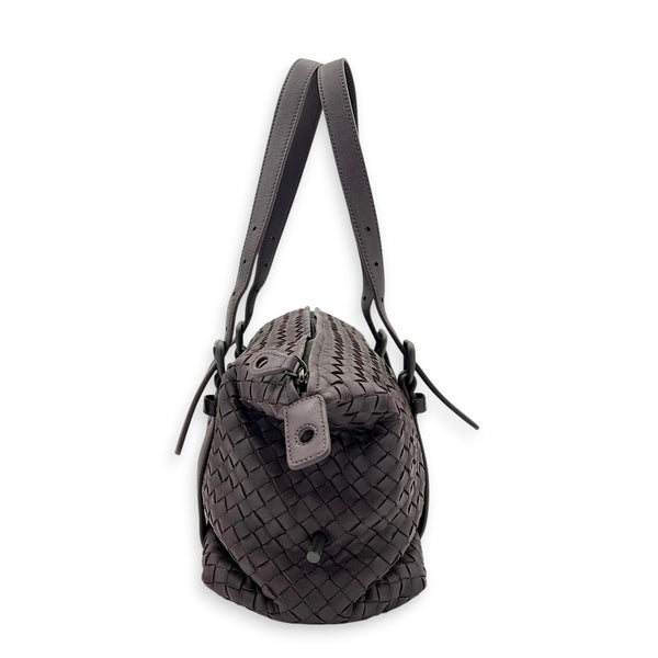 Montaigne  Top Handle Bag Mauve/Dark Mauve in Intrecciato Leather, Gunmetal hardware