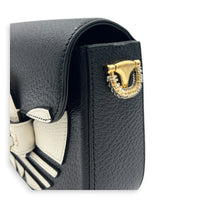Horsebit 1955 Shoulder Bag Black and White in Calfskin, Gold hardware