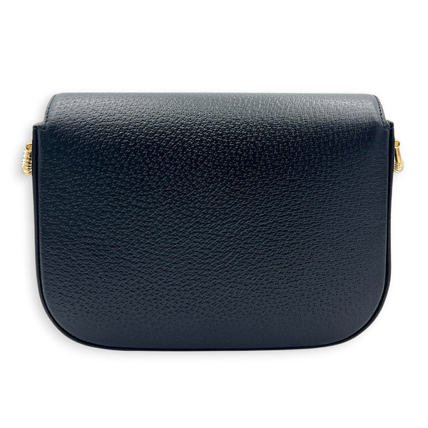 Horsebit 1955 Shoulder Bag Black and White in Calfskin, Gold hardware