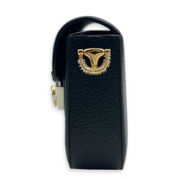 Horsebit 1955 Shoulder Bag Black and White in Calfskin, Gold hardware