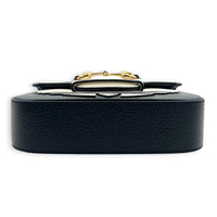 Horsebit 1955 Shoulder Bag Black and White in Calfskin, Gold hardware