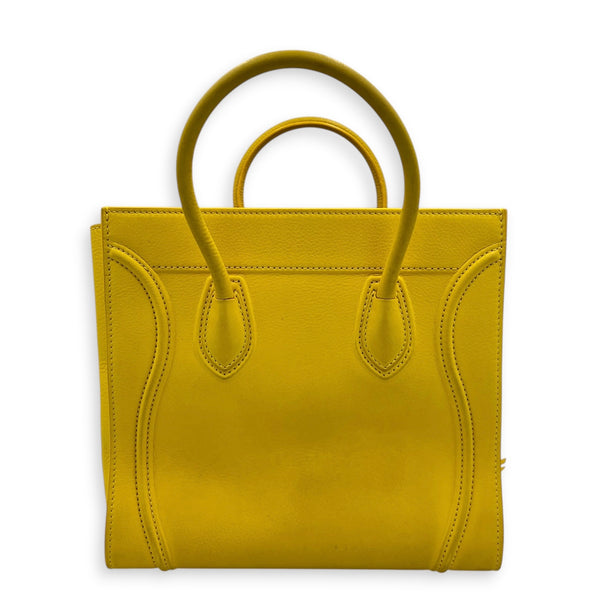 Luggage Yellow Top Handle Bag in Calfskin, Gold hardware