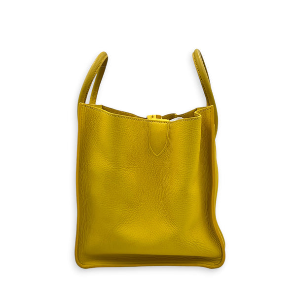 Luggage Yellow Top Handle Bag in Calfskin, Gold hardware