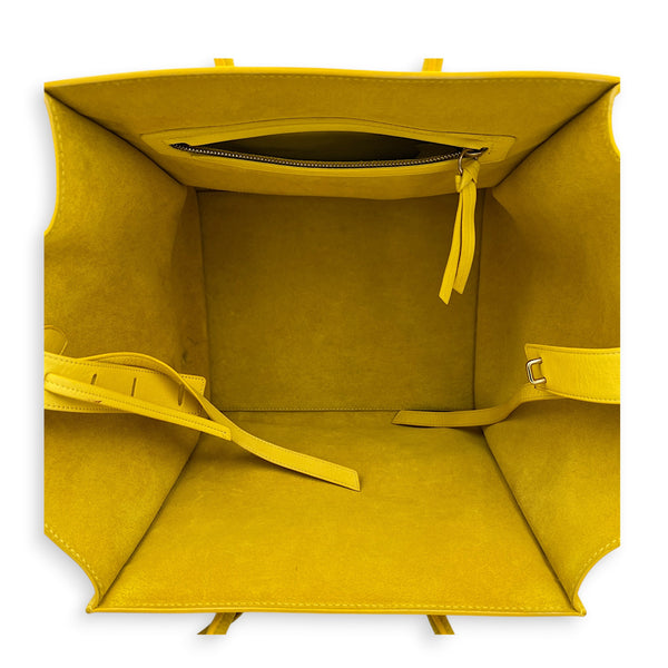Luggage Yellow Top Handle Bag in Calfskin, Gold hardware
