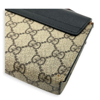 Padlock Brown Crossbody Bag in Coated Canvas, Gold hardware