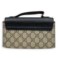 Padlock Brown Crossbody Bag in Coated Canvas, Gold hardware