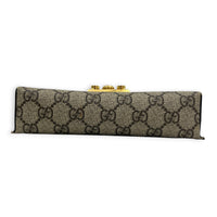 Padlock Brown Crossbody Bag in Coated Canvas, Gold hardware