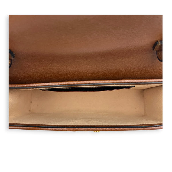 Padlock Brown Crossbody Bag in Coated Canvas, Gold hardware