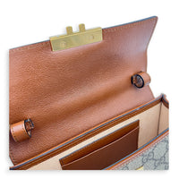 Padlock Brown Crossbody Bag in Coated Canvas, Gold hardware