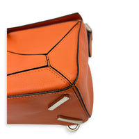 Puzzle Top Handle Bag Small Orange in Calfskin, Silver hardware