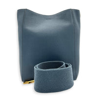 Sangle Blue Bucket Bag in Calfskin, Gold hardware