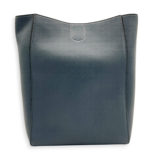 Sangle Blue Bucket Bag in Calfskin, Gold hardware